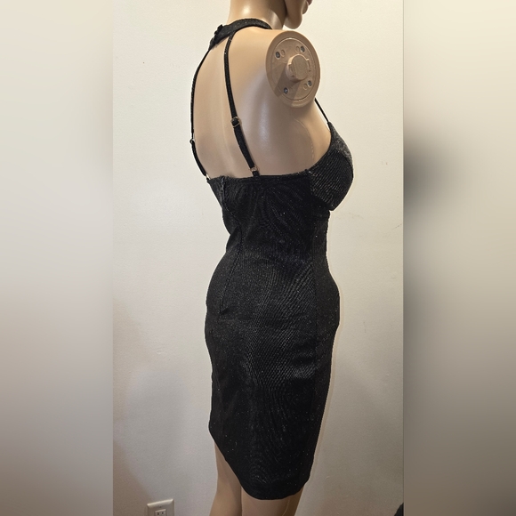 Galaxy Black Sparkle Strappy Bodycon Dress - Small - Picture 3 of 4